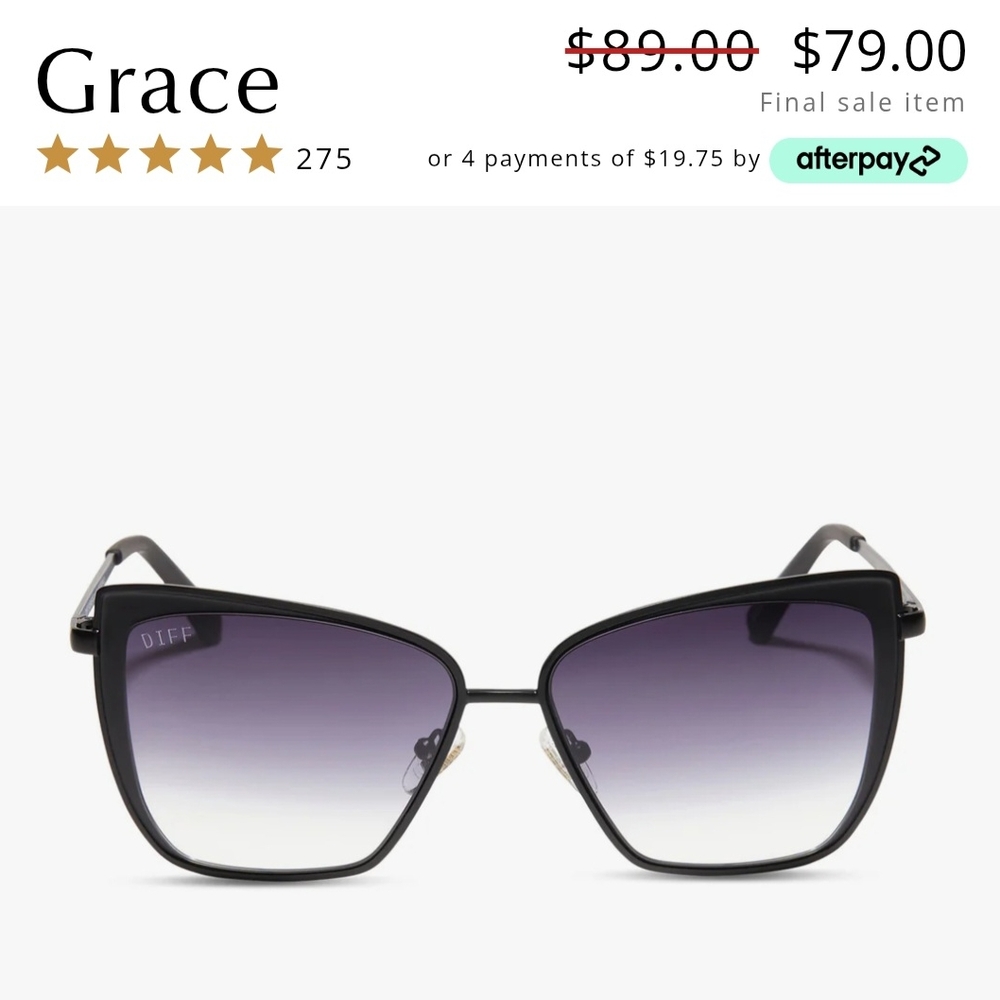 Diff Eyewear Black Gray Sunglasses with Gradient Lenses